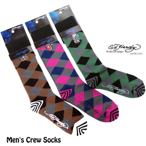 Ed Hardy Other - Ed Hardy diamond stripe crew socks